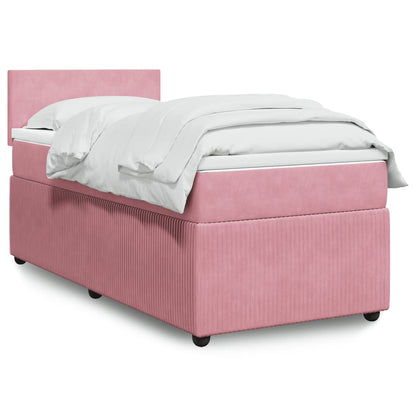Box Spring Postel S Matrací Samet Růžová