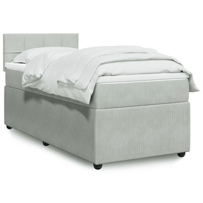 Box Spring Postel S Matrací Samet Světle Šedá
