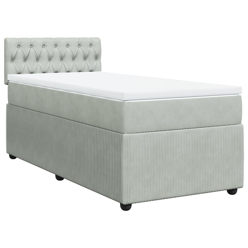 Box Spring Postel S Matrací Samet Světle Šedá