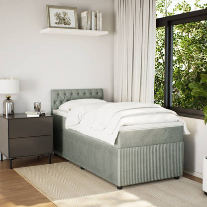 Box Spring Postel S Matrací Samet Světle Šedá