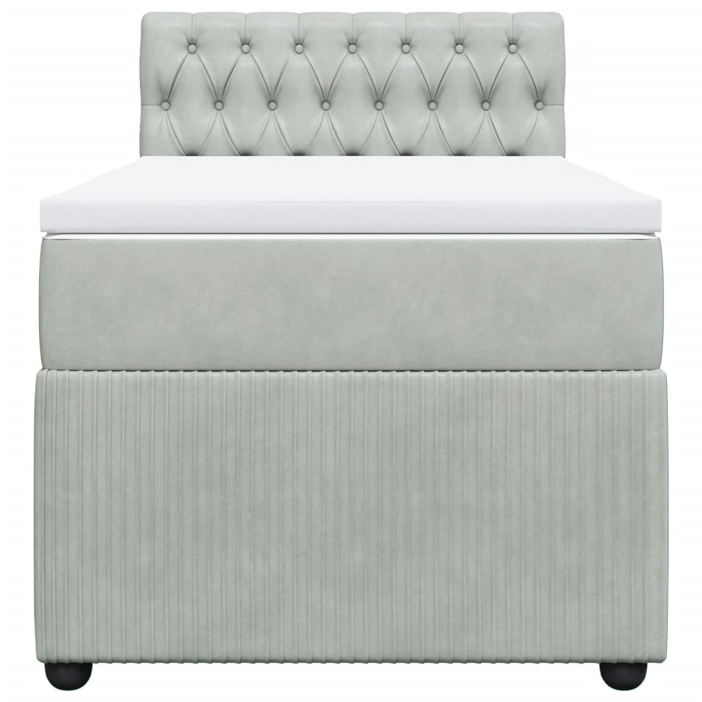 Box Spring Postel S Matrací Samet Světle Šedá