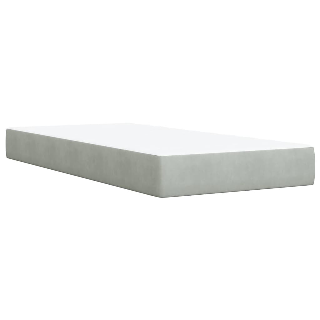 Box Spring Postel S Matrací Samet Světle Šedá
