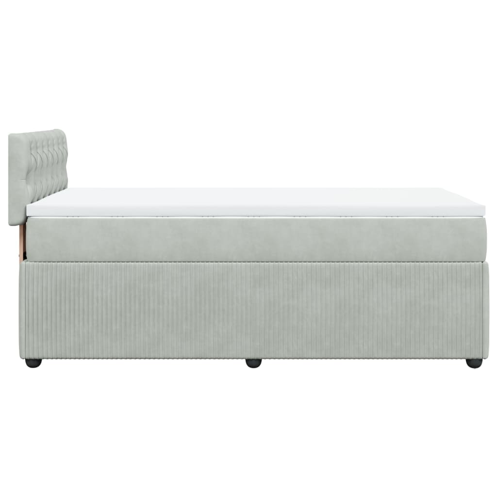Box Spring Postel S Matrací Samet Světle Šedá