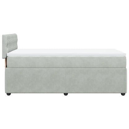 Box Spring Postel S Matrací Samet Světle Šedá