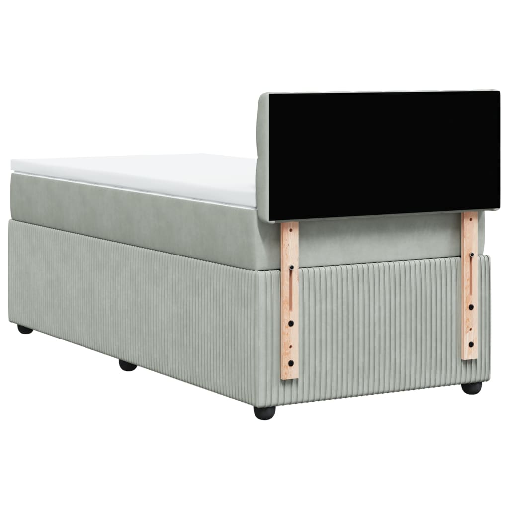 Box Spring Postel S Matrací Samet Světle Šedá