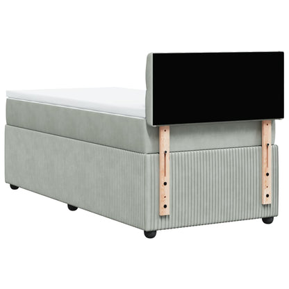 Box Spring Postel S Matrací Samet Světle Šedá
