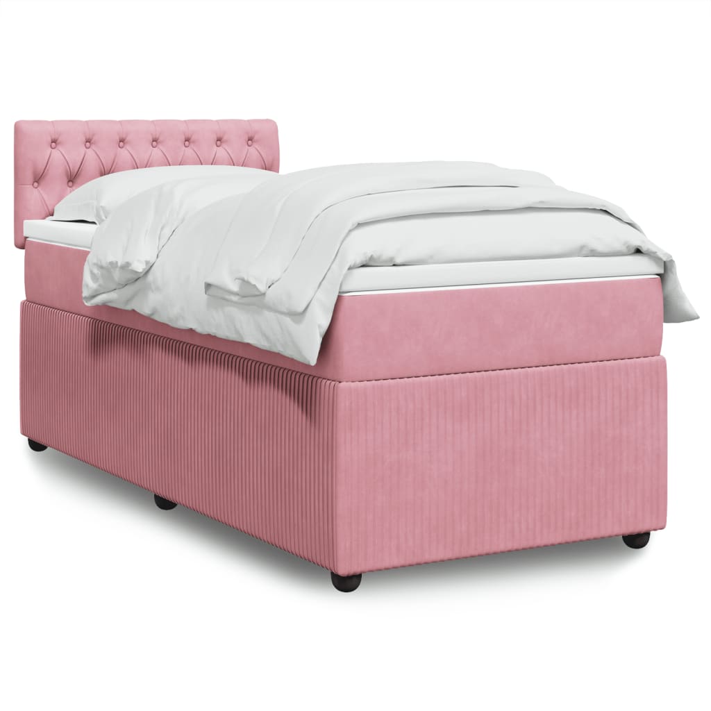 Box Spring Postel S Matrací Samet Růžová