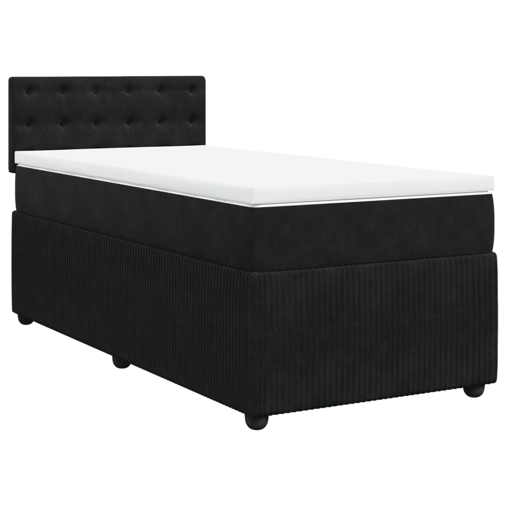 Box Spring Postel S Matrací Černá Samet Černá