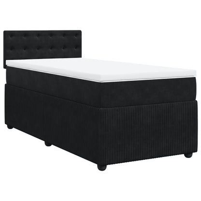Box Spring Postel S Matrací Černá Samet Černá