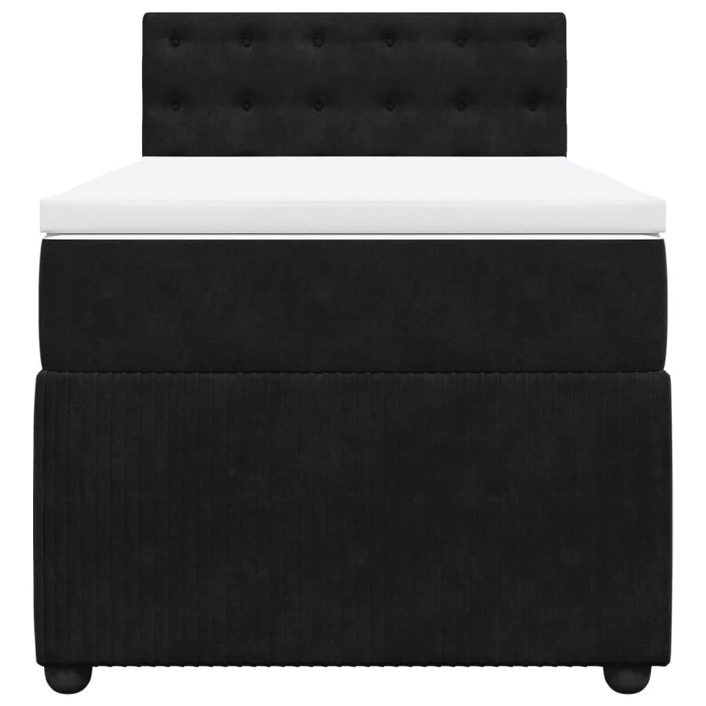 Box Spring Postel S Matrací Černá Samet Černá