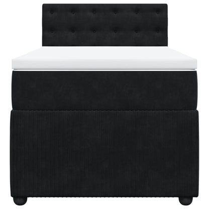 Box Spring Postel S Matrací Černá Samet Černá