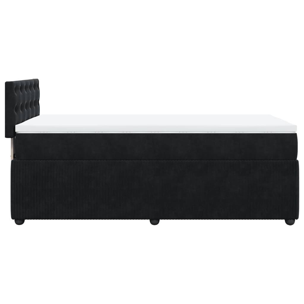 Box Spring Postel S Matrací Černá Samet Černá