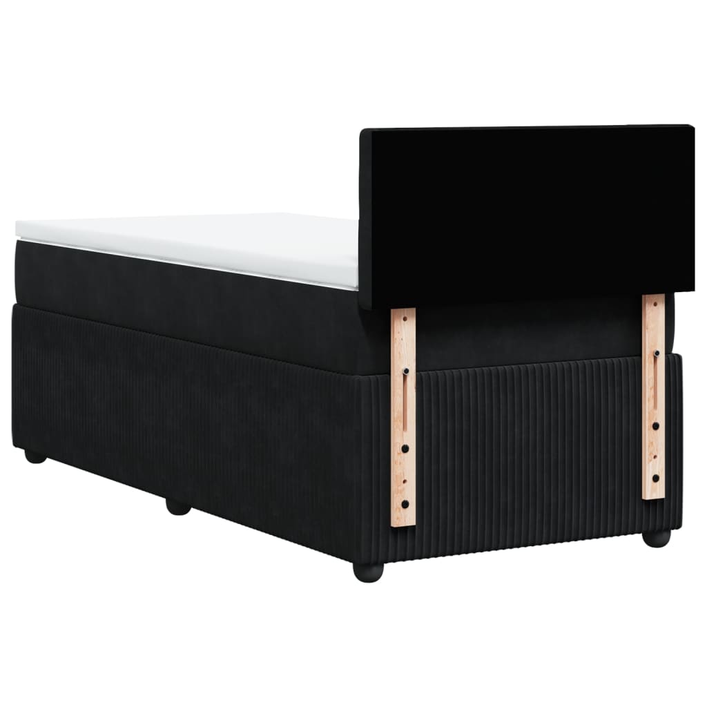 Box Spring Postel S Matrací Černá Samet Černá
