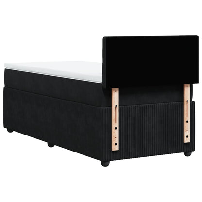 Box Spring Postel S Matrací Černá Samet Černá