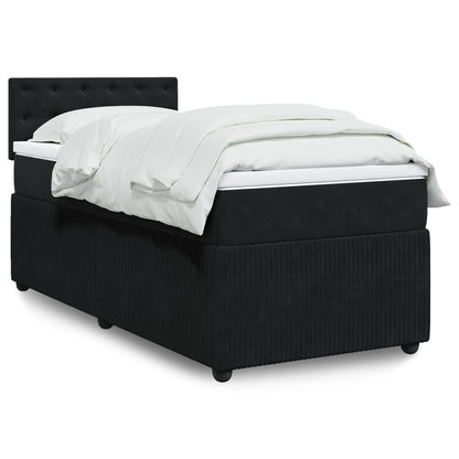 Box Spring Postel S Matrací Černá Samet Černá