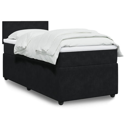 Box Spring Postel S Matrací Černá Samet Černá