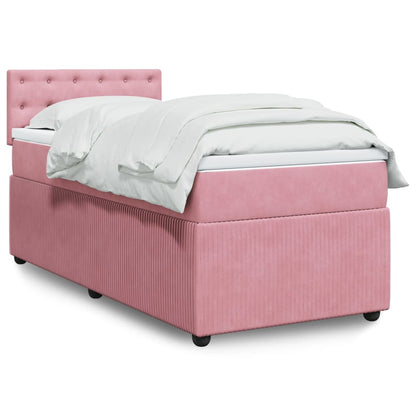 Box Spring Postel S Matrací Samet Růžová