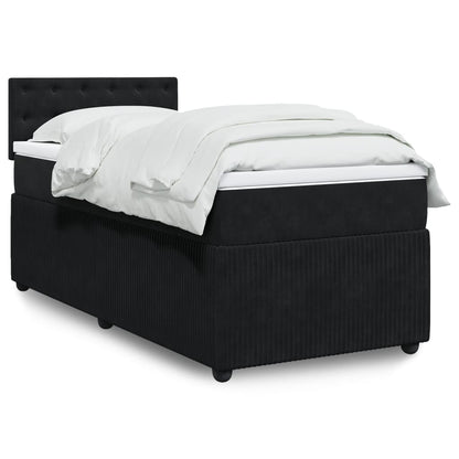 Box Spring Postel S Matrací Černá Samet Černá