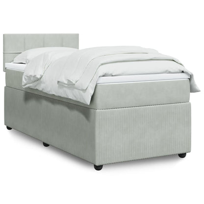 Box Spring Postel S Matrací Samet Světle Šedá