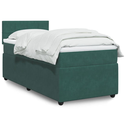 Box Spring Postel S Matrací Samet Tmavě Zelená