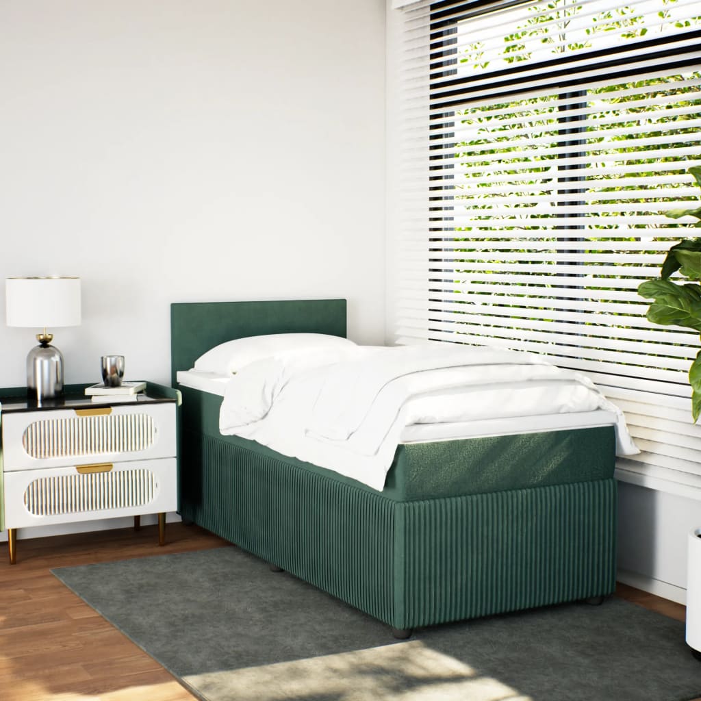 Box Spring Postel S Matrací Samet Tmavě Zelená