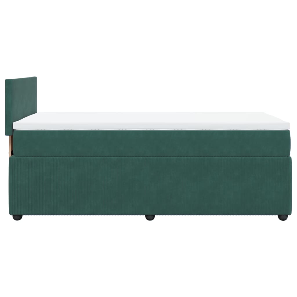 Box Spring Postel S Matrací Samet Tmavě Zelená
