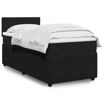 Box Spring Postel S Matrací Černá Samet Černá