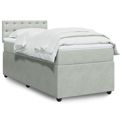 Box Spring Postel S Matrací Samet Světle Šedá