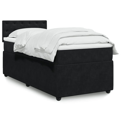 Box Spring Postel S Matrací Černá Samet Černá