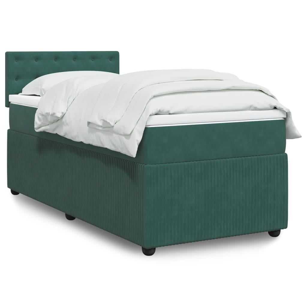 Box Spring Postel S Matrací Samet Tmavě Zelená