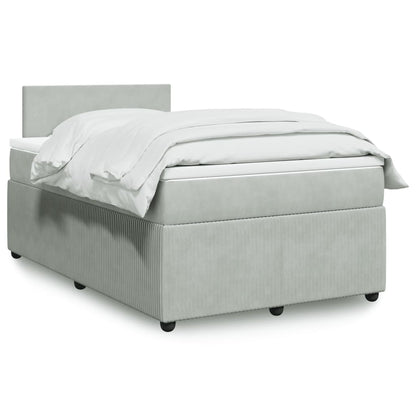 Box Spring Postel S Matrací Samet Světle Šedá