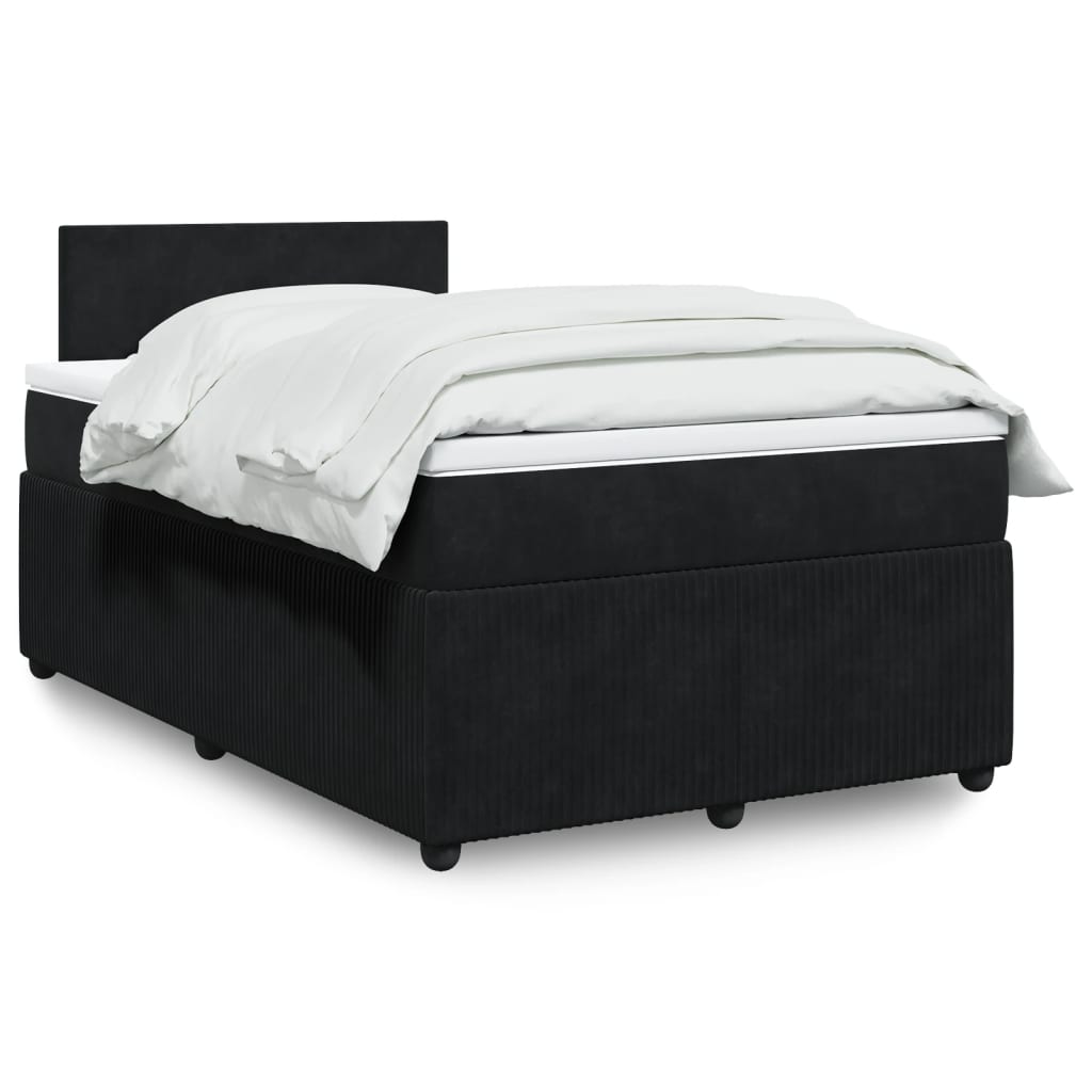 Box Spring Postel S Matrací Černá Samet Černá