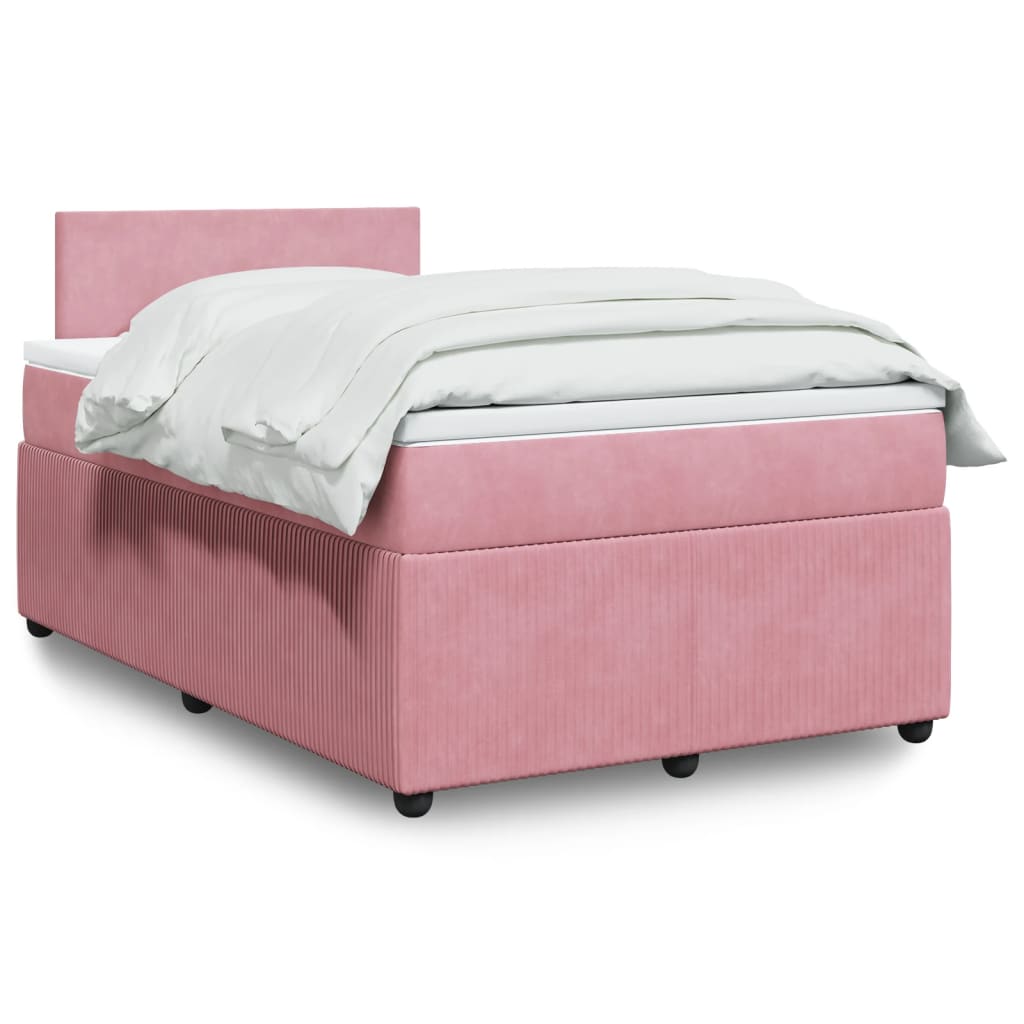 Box Spring Postel S Matrací Samet Růžová