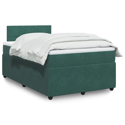 Box Spring Postel S Matrací Samet Tmavě Zelená