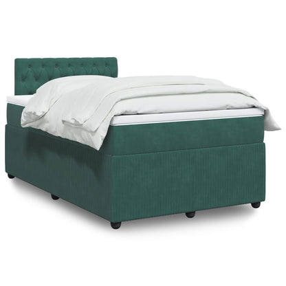 Box Spring Postel S Matrací Samet Tmavě Zelená