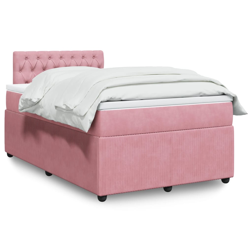 Box Spring Postel S Matrací Samet Růžová