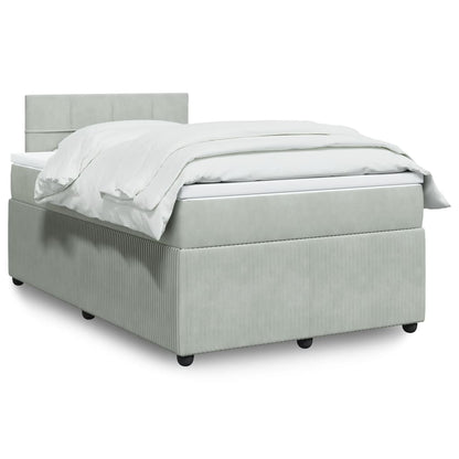 Box Spring Postel S Matrací Samet Světle Šedá