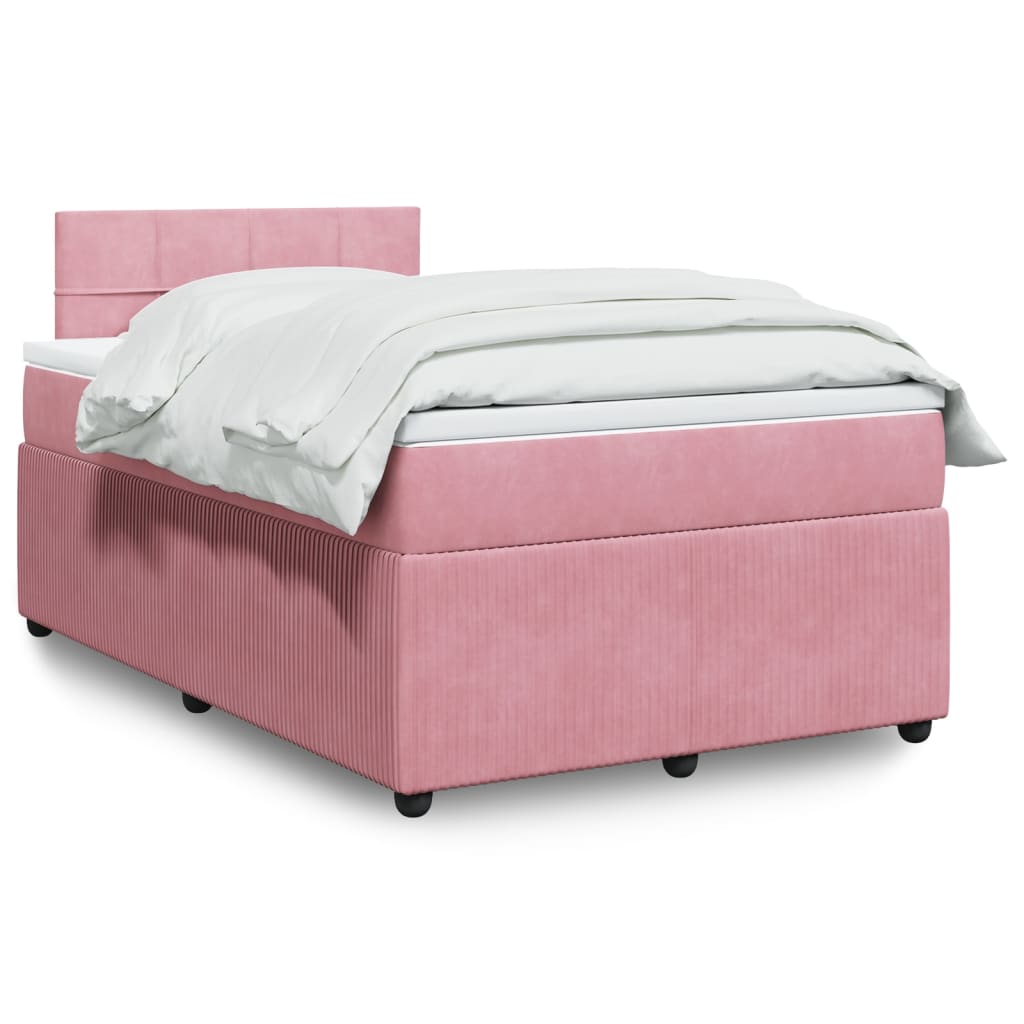Box Spring Postel S Matrací Samet Růžová