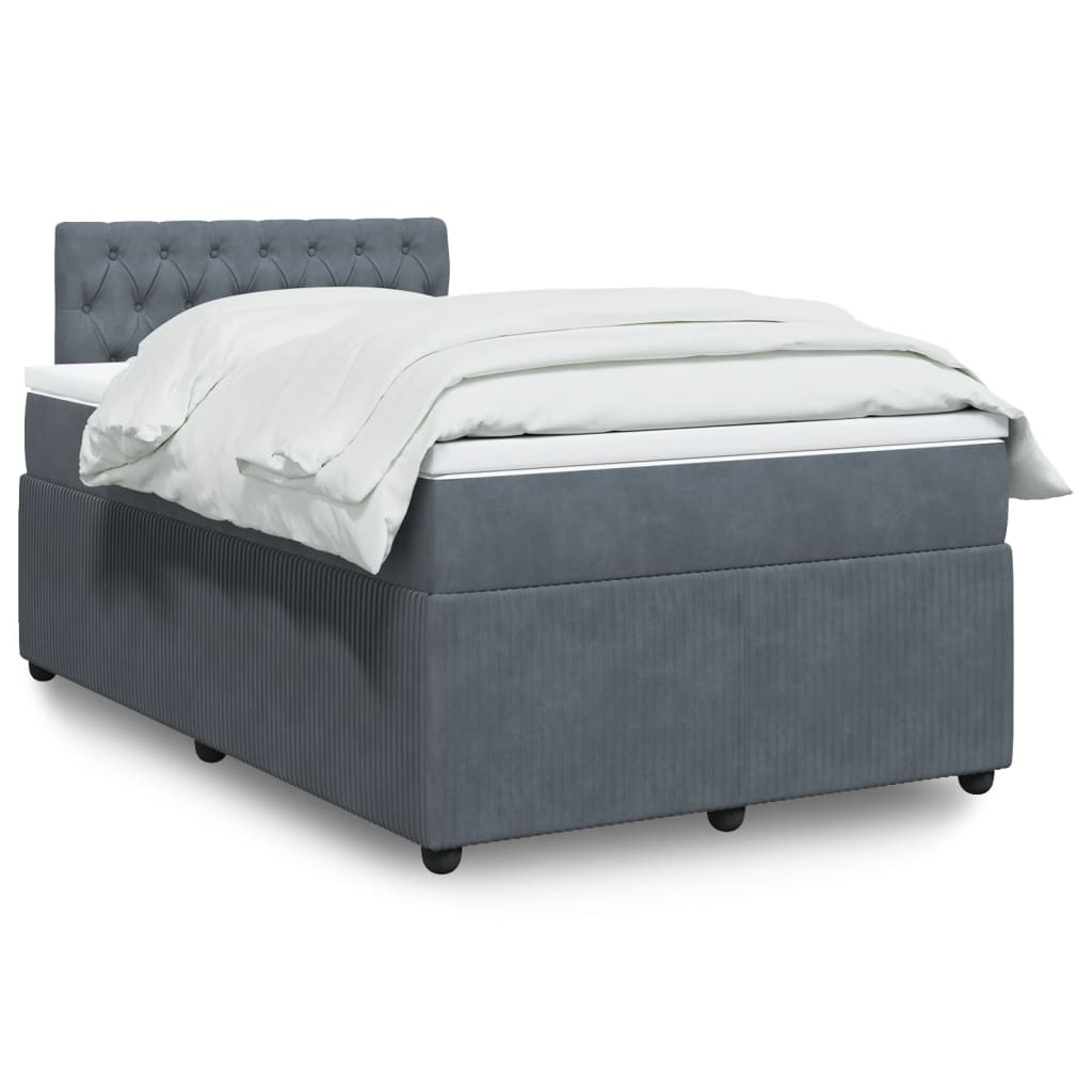 Box Spring Postel S Matrací Samet Tmavě Šedá