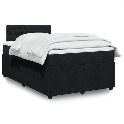Box Spring Postel S Matrací Černá Samet Černá