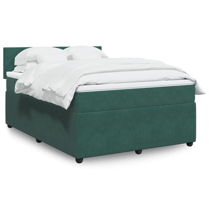 Box Spring Postel S Matrací Samet Tmavě Zelená