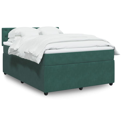 Box Spring Postel S Matrací Samet Tmavě Zelená