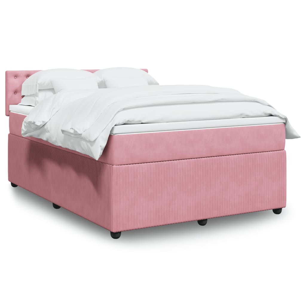Box Spring Postel S Matrací Samet Růžová