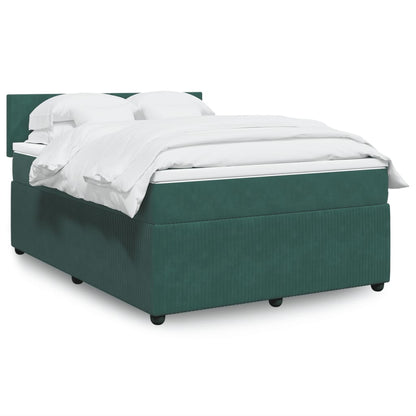 Box Spring Postel S Matrací Samet Tmavě Zelená