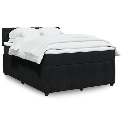 Box Spring Postel S Matrací Černá Samet Černá