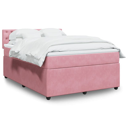 Box Spring Postel S Matrací Samet Růžová
