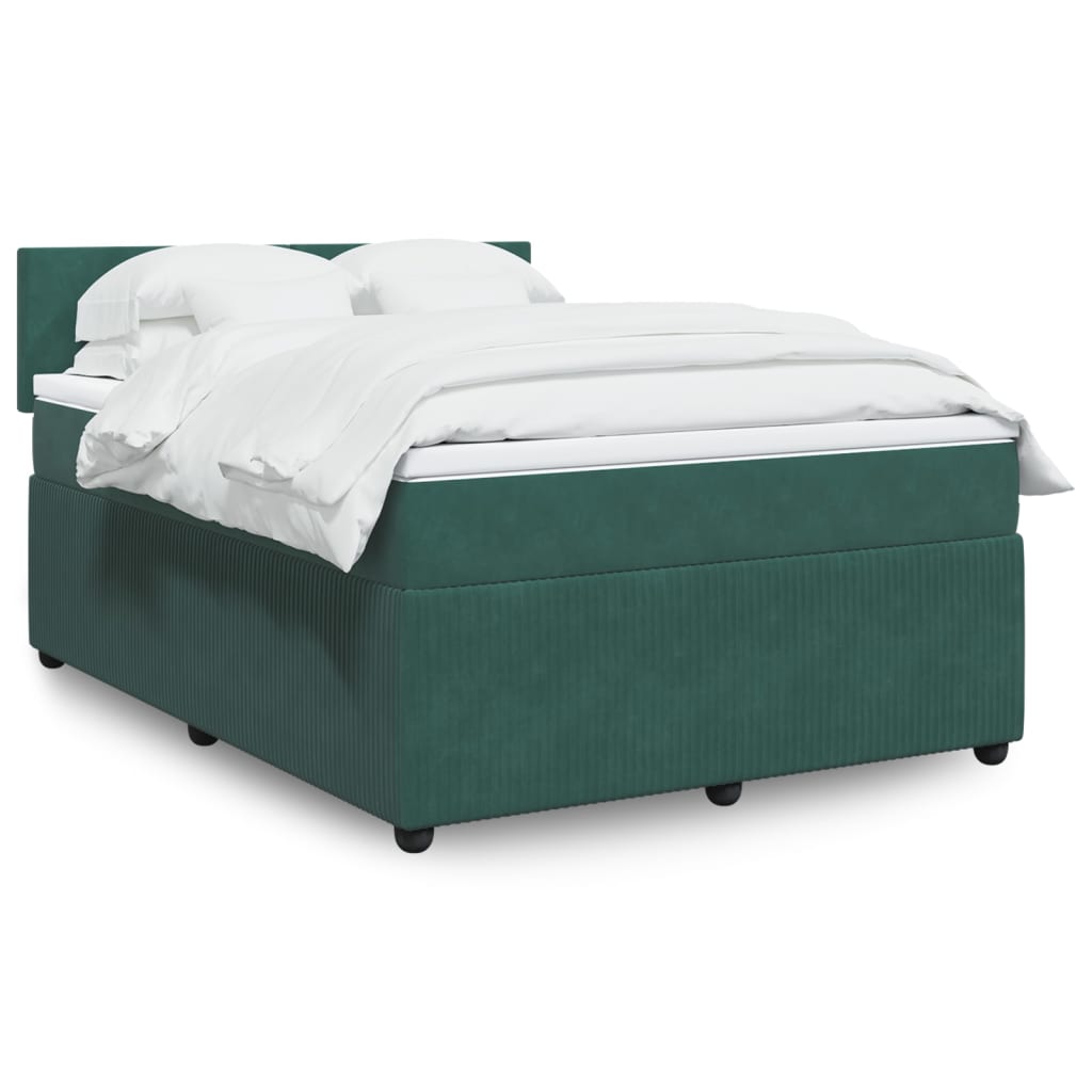 Box Spring Postel S Matrací Samet Tmavě Zelená