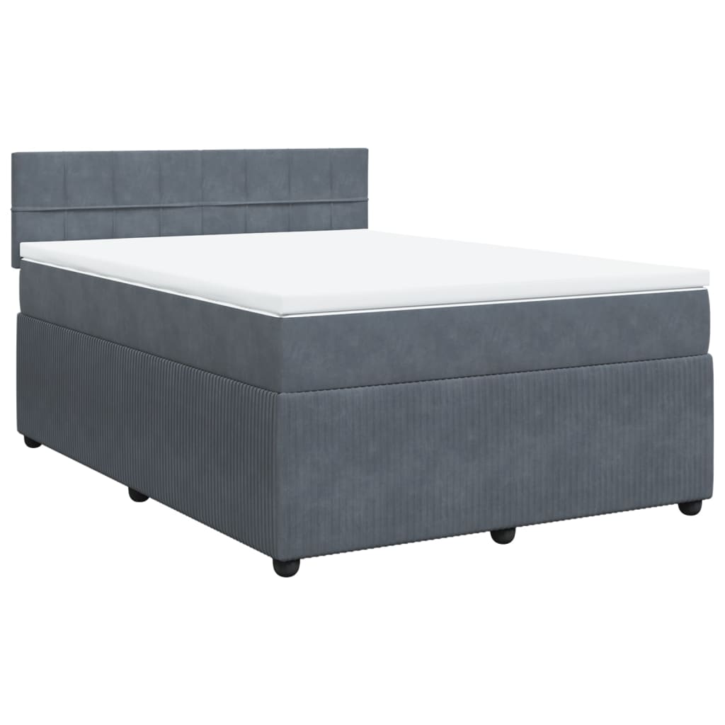 Box Spring Postel S Matrací Samet Tmavě Šedá
