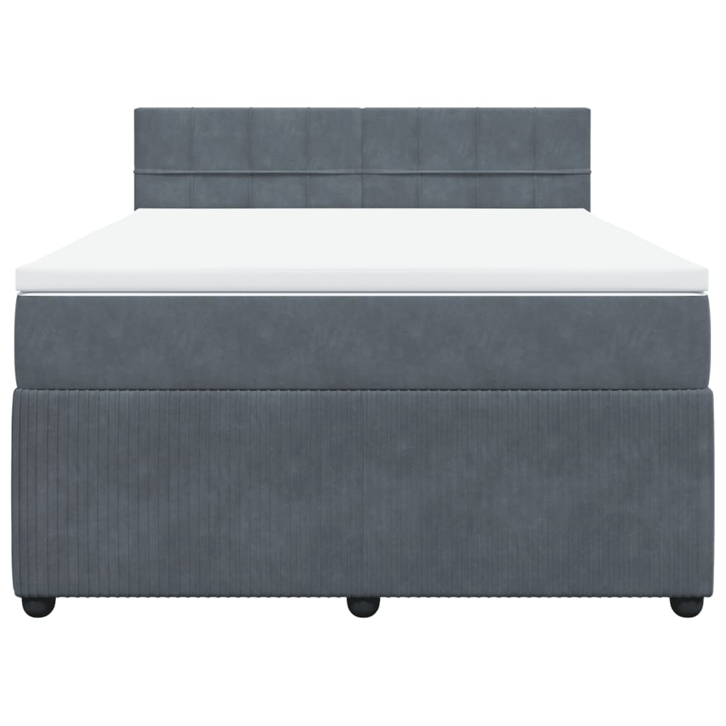 Box Spring Postel S Matrací Samet Tmavě Šedá
