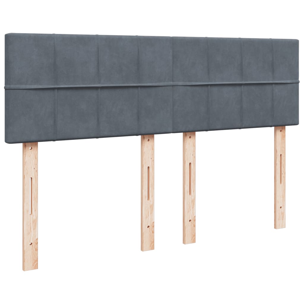 Box Spring Postel S Matrací Samet Tmavě Šedá